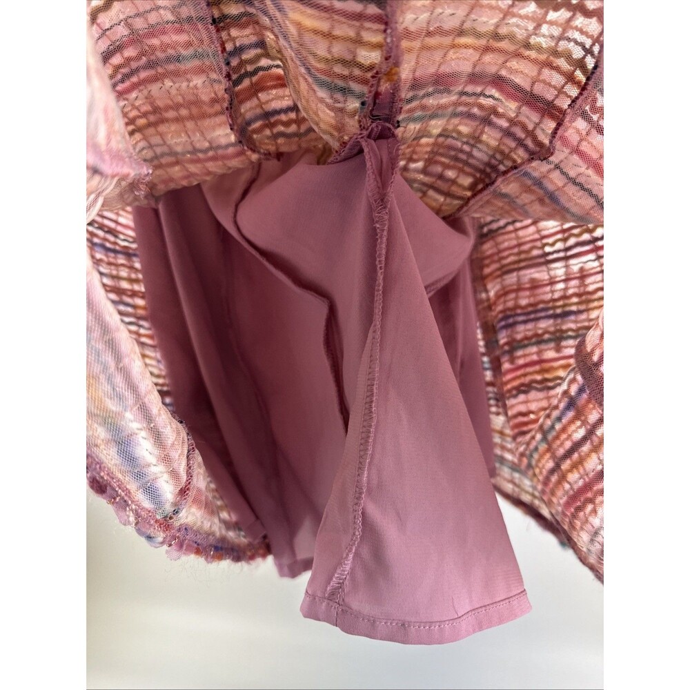 For Love & Lemons Celine Tweed Chain Mini Dress Pink Flare Party Summer Fun XL - Picture 8 of 16